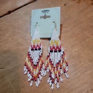 free Spirit Boho Hippie People Seed bead fringe earrings south western